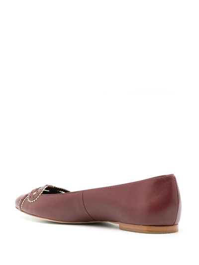 Shop Sarah Chofakian Femelle Bow-detail Ballerina Shoes In Red