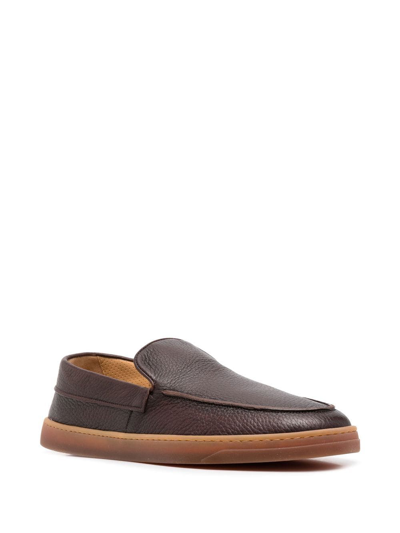 Shop Henderson Baracco Pebbled Leather Loafers In Braun