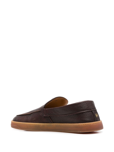 Shop Henderson Baracco Pebbled Leather Loafers In Braun