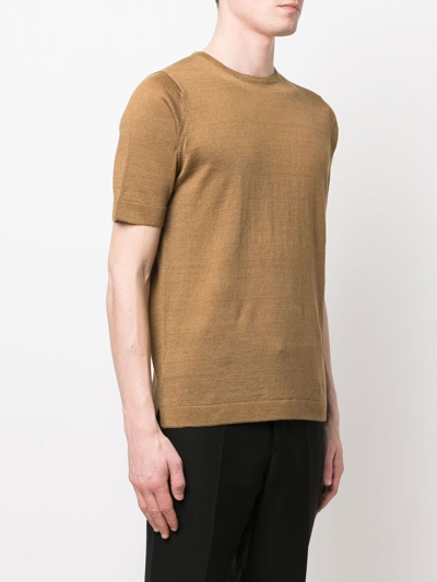 Shop Dell'oglio Short-sleeve Linen T-shirt In Braun