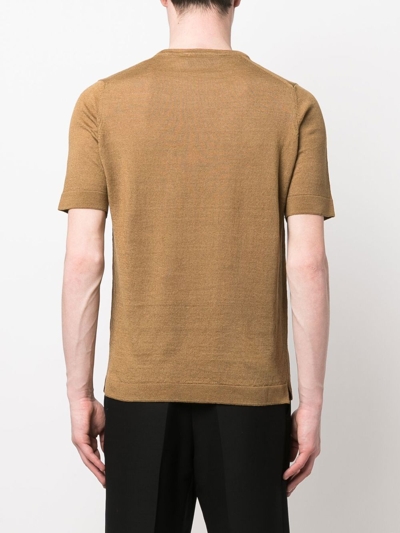 Shop Dell'oglio Short-sleeve Linen T-shirt In Braun