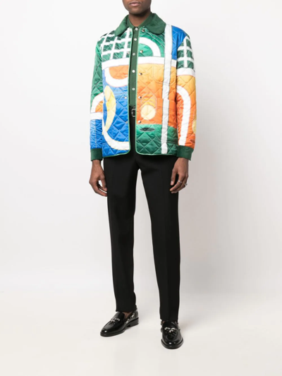 Shop Casablanca Graphic-print Quilted Shirt Jacket In Grün