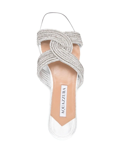 Shop Aquazzura Gatsby Flat Sandals In Silber