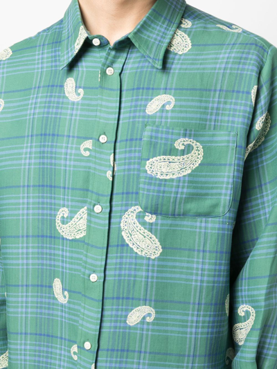 Shop 424 Check Print Octopus Shirt In Grün
