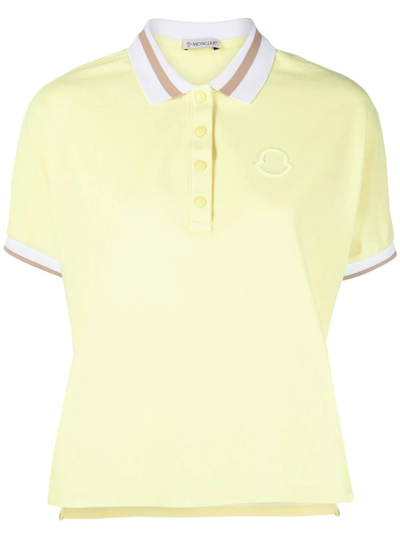 Shop Moncler Colour-block Logo-embroidered Polo Shirt In Gelb