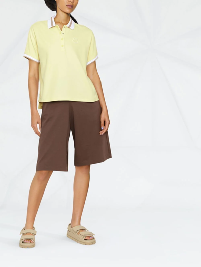 Shop Moncler Colour-block Logo-embroidered Polo Shirt In Gelb