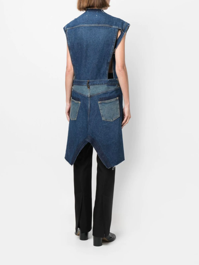 Shop Maison Margiela Longline Asymmetric Denim Vest In Blau