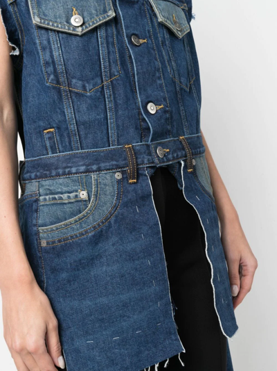 Shop Maison Margiela Longline Asymmetric Denim Vest In Blau