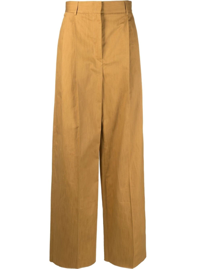 Ferragamo High-waisted Wide Leg Trousers In Nude