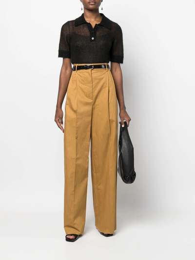 Ferragamo High-waisted Wide Leg Trousers In Nude