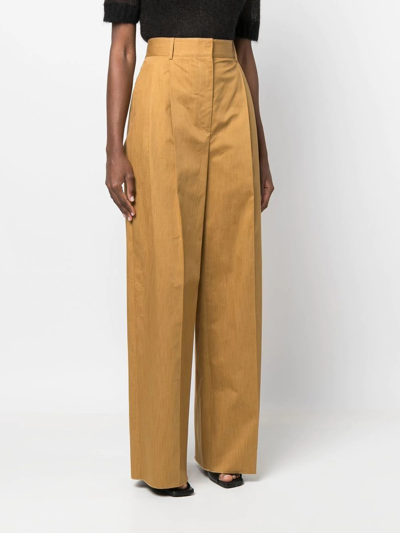 Ferragamo High-waisted Wide Leg Trousers In Nude