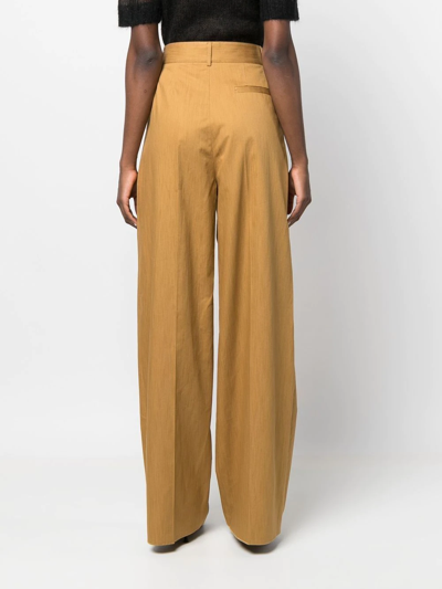 Ferragamo High-waisted Wide Leg Trousers In Nude