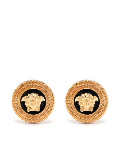 Shop Versace Medusa Round Earrings In Gold