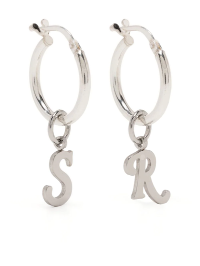 Shop Raf Simons Rs Logo Earrings In Silber