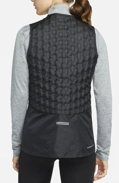 Shop Nike Therma-fit Adv Down Running Vest In Black/ Reflective Silver