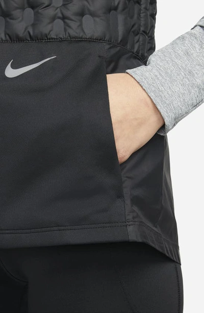 Shop Nike Therma-fit Adv Down Running Vest In Black/ Reflective Silver
