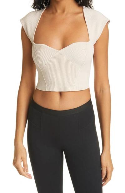 Shop Jonathan Simkhai Abia Rib Crop Sweater In Egret