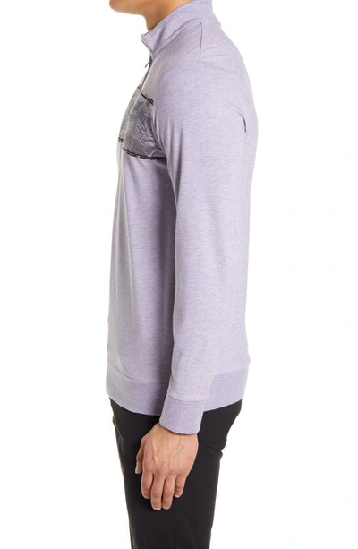 Travismathew Floaties Quarter Zip Pullover In Heather Mulled Grape