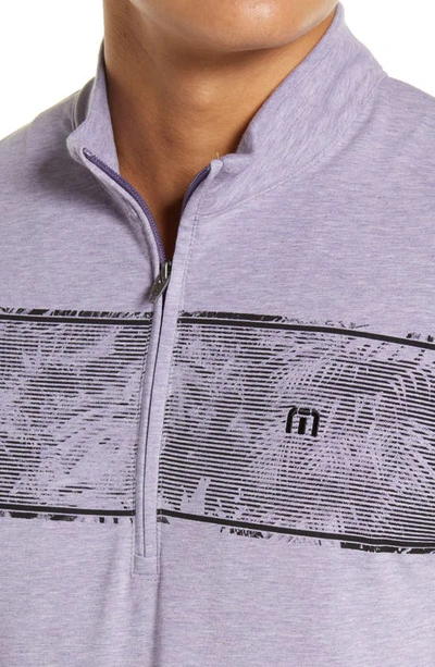 Travismathew Floaties Quarter Zip Pullover In Heather Mulled Grape