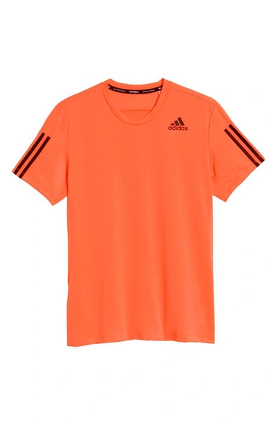 Shop Adidas Originals Aero 3-stripe Stretch T-shirt In Screaming Orange