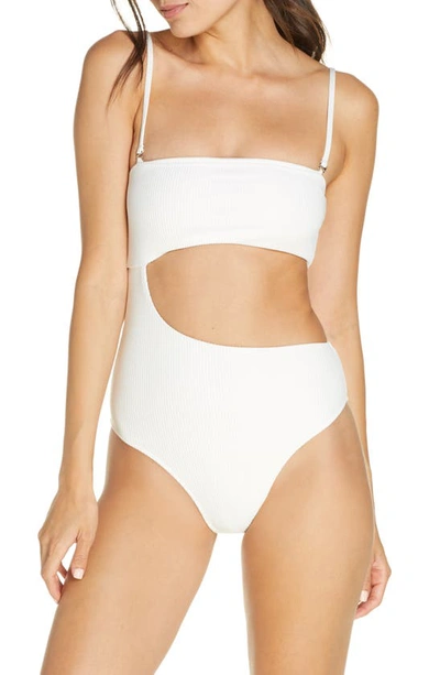 Shop Frankies Bikinis Carter Cutout One-piece Swimsuit In White