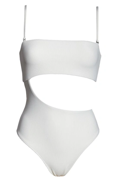 Shop Frankies Bikinis Carter Cutout One-piece Swimsuit In White