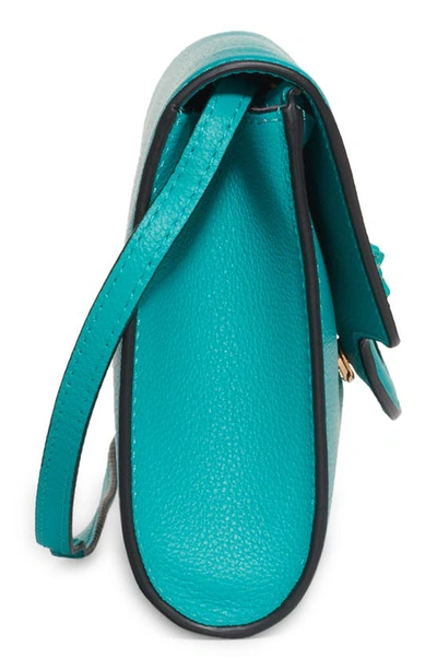 Shop Versace La Medusa Leather Wallet On A Strap In Turquoise- Gold