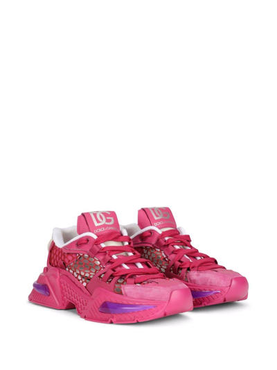 Dolce & Gabbana Air Master Net Leather Chunky Trainers In Pink