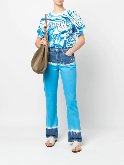 Alberta Ferretti Tie-dye Flared Jeans In Blau