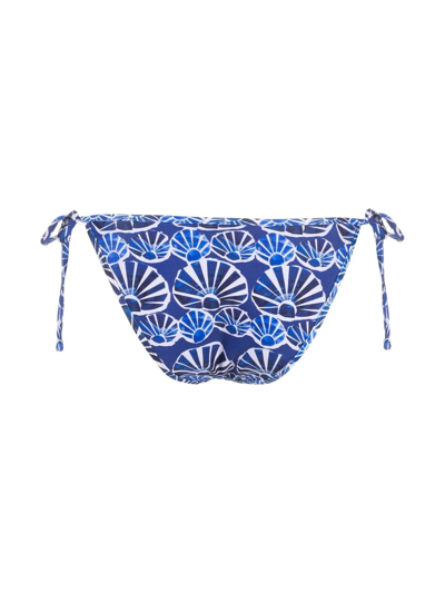La Doublej Graphic-print String Bikini Bottoms In Blau