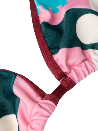 Shop La Doublej Graphic-print Halterneck Bikini Top In Grün