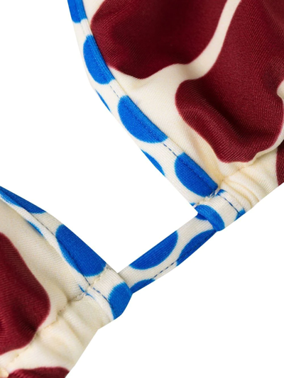 La Doublej Abstract Print Halterneck Bikini Top In Blau