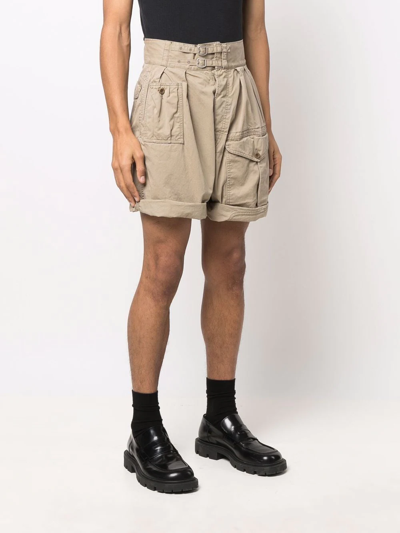 Maison Margiela High-rise Cargo Shorts In Brown