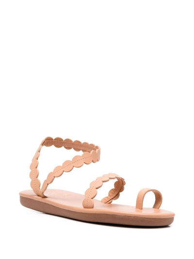 Ancient Greek Sandals Aura Scalloped Upcycled-leather Sandals In Neutrals