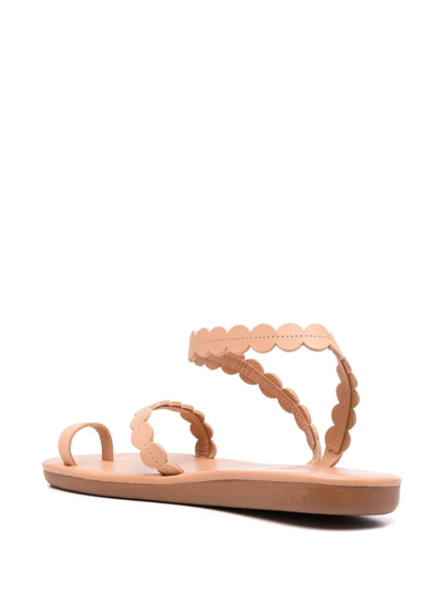 Ancient Greek Sandals Aura Scalloped Upcycled-leather Sandals In Neutrals