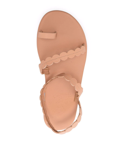 Ancient Greek Sandals Aura Scalloped Upcycled-leather Sandals In Neutrals