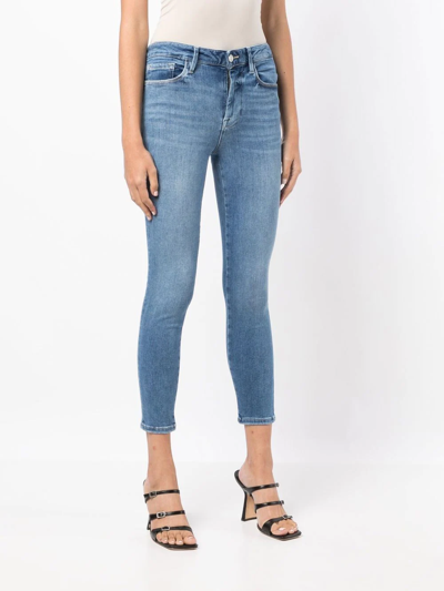 Shop Frame Le One Skinny Cropped Jeans In Blau