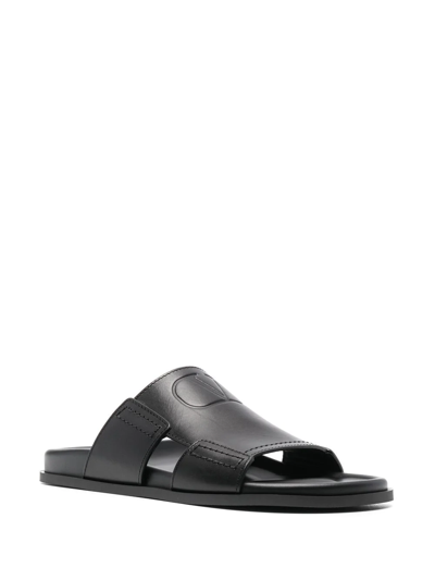 Valentino Vlogo Signature Slide Sandals In Black
