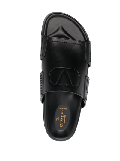 Valentino Vlogo Signature Slide Sandals In Black