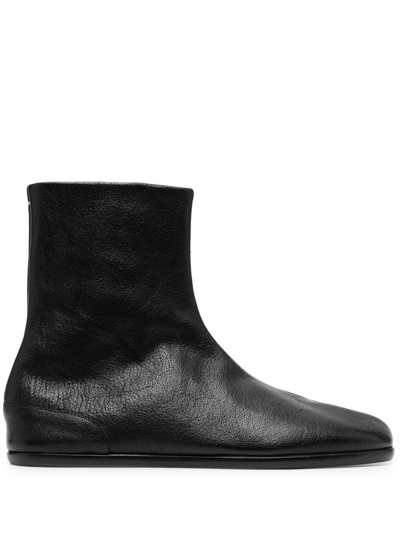 Shop Maison Margiela Tabi Flat Ankle Boots In Black