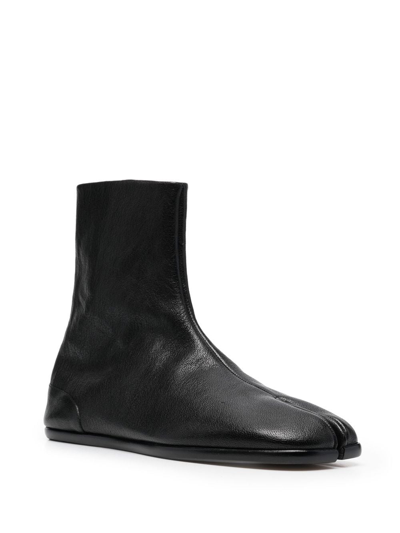 Maison Margiela Black Tabi Leather Ankle Boots In Black