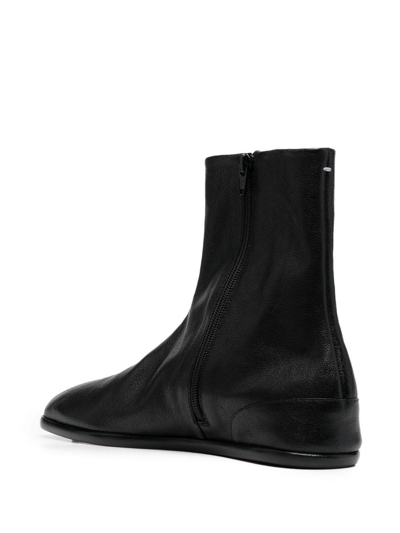Maison Margiela Black Tabi Leather Ankle Boots In Black