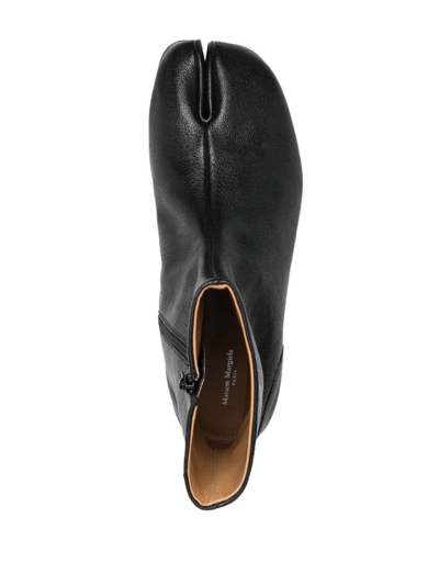 Maison Margiela Black Tabi Leather Ankle Boots In Black