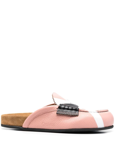 Shop College Flat Leather Mules In Rosa