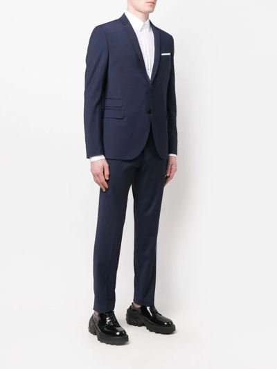 Shop Neil Barrett Single-breasted Two-piece Suit In Blau