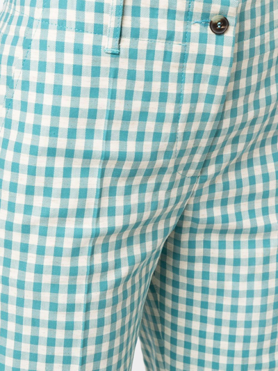 Shop Alberto Biani Gingham-check Cropped Trousers In Blau