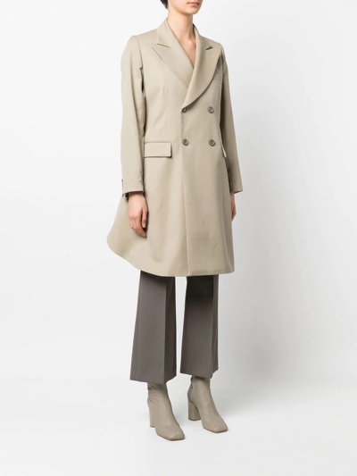 Shop Comme Des Garçons Double-breasted High-low Coat In Nude