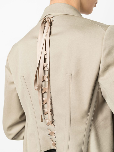 Comme Des Garçons Double-breasted High-low Coat In Nude