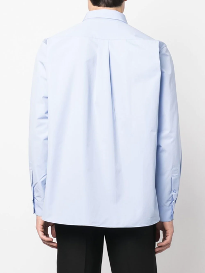 Shop Martine Rose Button Detail Long Sleeve Shirt In Blau