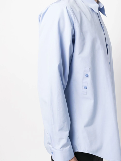 Shop Martine Rose Button Detail Long Sleeve Shirt In Blau